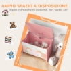 BAULE PORTAGIOCHI PER BAMBINI CON COPERCHIO E CERNIERA DI SICUREZZA IN MDF, 60X37X39CM, ROSA