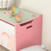 BAULE PORTAGIOCHI PER BAMBINI CON COPERCHIO E CERNIERA DI SICUREZZA IN MDF, 60X37X39CM, ROSA