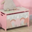 BAULE PORTAGIOCHI PER BAMBINI CON COPERCHIO E CERNIERA DI SICUREZZA IN MDF, 60X37X39CM, ROSA