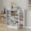 ARMADIO DA CUCINA CON 5 RIPIANI CENTRALI E 2 RIPIANI LATERALI A 6 LIVELLI, IN MDF, 60X30X104 CM, BIANCO