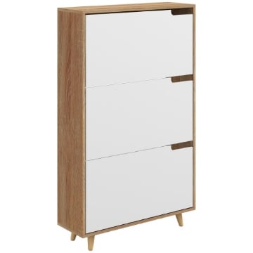 SCARPIERA SALVASPAZIO A 3 CASSETTI CON RIPIANO REGOLABILE PER 18-24 PAIA DI SCARPE, 72X24X119CM, BIANCO