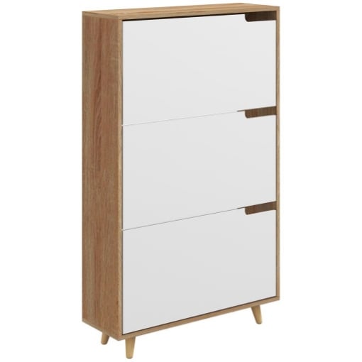 SCARPIERA SALVASPAZIO A 3 CASSETTI CON RIPIANO REGOLABILE PER 18-24 PAIA DI SCARPE, 72X24X119CM, BIANCO