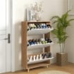 SCARPIERA SALVASPAZIO A 3 CASSETTI CON RIPIANO REGOLABILE PER 18-24 PAIA DI SCARPE, 72X24X119CM, BIANCO