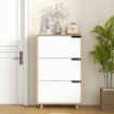 SCARPIERA SALVASPAZIO A 3 CASSETTI CON RIPIANO REGOLABILE PER 18-24 PAIA DI SCARPE, 72X24X119CM, BIANCO