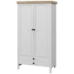 ARMADIO A 2 ANTE CON CASSETTO INFERIORE, BARRA APPENDIABITI E RIPIANO, 85X55X160CM, BIANCO