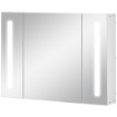 ARMADIETTO SPECCHIERA DA BAGNO CON 3 ARMADIETTI, 3 RIPIANI E LUCE LED, 90X15X65 CM, BIANCO