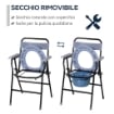 SEDIA WC PIEGHEVOLE CON VASO RIMOVIBILE PER ANZIANI E DISABILI IN TUBI DI FERRO E PLASTICA, 52X50X75CM