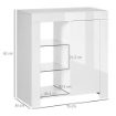 MOBILETTO DA SALOTTOCON LUCI LED BLU E 3 RIPIANI APERTI 75X35X82 CM BIANCO