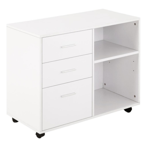 MOBILE DA UFFICIO MULTIUSO CON RIPIANI E CASSETTI 80X40X65 CM BIANCO