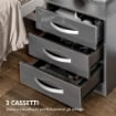 SET 2 COMODINI MODERNI CON 3 CASSETTI IN TRUCIOLATO 40X36X56 CM GRIGIO