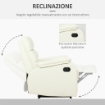 POLTRONA RELAX RECLINABILE MANUALE IN SIMILPELLE 75 X 92 X 99 CM CREMA