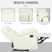 POLTRONA RELAX RECLINABILE MANUALE IN SIMILPELLE 75 X 92 X 99 CM CREMA