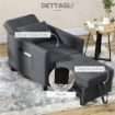 POLTRONA LETTO SINGOLO RECLINABILE SU 3 LIVELLI CON CUSCINO 69X82X85CM  GRIGIO