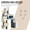 SCRIVANIA CON LIBRERIA PER CAMERA, SCRIVANIA UFFICIO, SCRIVANIA PORTA PC IN LEGNO MULTICOLORE, 120X60X148CM