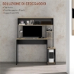 SCRIVANIA MODERNA CON RIPIANI E SUPPORTO PER CPU IN LEGNO, 114X45X138CM, GRIGIO E LEGNO NATURALE