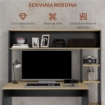 SCRIVANIA MODERNA CON RIPIANI E SUPPORTO PER CPU IN LEGNO, 114X45X138CM, GRIGIO E LEGNO NATURALE