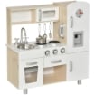 CUCINA GIOCATTOLO IN LEGNO PER BAMBINI CON LAVANDINO E FORNELLI PENTOLE E UTENSILI - BIANCO