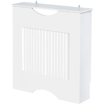 COPRITERMOSIFONE BIANCO IN MDF CON PIANO D'APPOGGIO E DESIGN ANTIRIBALTAMENTO, 78X19X82 CM