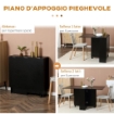 TAVOLO PIEGHEVOLE IN LEGNO PER 4-6 PERSONE CON RUOTE, 75X140X74CM, NERO