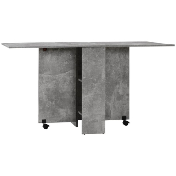 TAVOLO PIEGHEVOLE IN LEGNO PER 4-6 PERSONE CON RUOTE, 75X140X74CM, GRIGIO