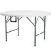 TAVOLO PIEGHEVOLE PER GIARDINO E CAMPEGGIO, IN ACCIAIO E HDPE, Ø122X73 CM, GRIGIO E BIANCO