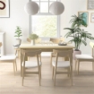 TAVOLO DA PRANZO MODERNO PER 6 PERSONE MAX, IN TRUCIOLATO, 140X89.5X75 CM, BIANCO E COLOR ROVERE