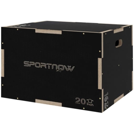 BOX JUMP PLIOMETRICO A 3 ALTEZZE IN LEGNO ANTISCIVOLO, 61-51-41CM, NERO