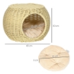 CASETTA PER GATTI A 2 LIVELLI IN RATTAN PE CON CUSCINO LAVABILE, Ø40X30 CM, BEIGE