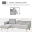 DIVANO LETTO 3 POSTI, DIVANO ANGOLARE IN TESSUTO GRIGIO CON SCHIENALE REGOLABILE, STILE SCANDINAVO, 207X146X80CM