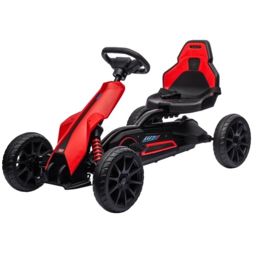 GO KART A PEDALI PER BAMBINI 3-8 ANNI CON SEDILE REGOLABILE E RUOTE IN EVA, 100X58X58.5 CM, ROSSO NERO