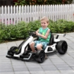 GO KART ELETTRICO PER BAMBINI 6-12 ANNI 24V 12KM/H CON SEGGIOLINO REGOLABILE, BIANCO