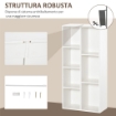 LIBRERIA MODERNA A CUBI CON 7 RIPIANI, IN LEGNO TRUCIOLATO, 50X24X106 CM, BIANCA