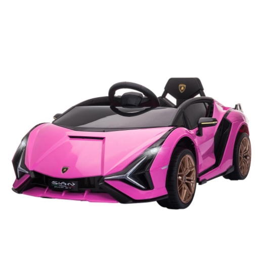 MACCHINA ELETTRICA PER BAMBINI 3-5 ANNI LAMBORGHINI 12V CON TELECOMANDO E VELOCITÀ 3-5KM/H, ROSA