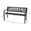 PANCHINA DA GIARDINO A 2 POSTI IN ACCIAIO CON SCHIENALE DECORATO E BRACCIOLI, 125X50X75CM, NERO