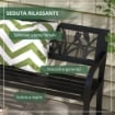 PANCHINA DA GIARDINO A 2 POSTI IN ACCIAIO CON SCHIENALE DECORATO E BRACCIOLI, 125X50X75CM, NERO