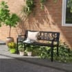 PANCHINA DA GIARDINO A 2 POSTI IN ACCIAIO CON SCHIENALE DECORATO E BRACCIOLI, 125X50X75CM, NERO
