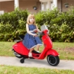 MOTO ELETTRICA PER BAMBINI CON LICENZA UFFICIALE VESPA, 2 ROTELLE, LUCI E SUONI, 108X49X75 CM, ROSSA