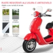 MOTO ELETTRICA PER BAMBINI CON LICENZA UFFICIALE VESPA, 2 ROTELLE, LUCI E SUONI, 108X49X75 CM, ROSSA