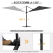 OMBRELLONE A BRACCIO PER ESTERNO CON LUCI A LED E ANGOLO REGOLABILE, IN ALLUMINIO E POLIESTERE Ø3X2.5 M, GRIGIO