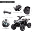 QUAD PER BAMBINI 3-5 ANNI ELETTRICO 12V, 2 VELOCITÀ, RUOTE LARGHE CON SOSPENSIONI E FARI LED, BIANCO