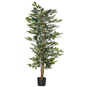 PIANTA FINTA DI FICUS ALTA 150CM, DECORAZIONE PER INTERNO ED ESTERNO CON VASO INCLUSO