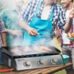 PIASTRA BARBECUE A GAS ANTIADERENTE DA TAVOLO CON 3 BRUCIATORI DA 3KW, 60.5X48.5X21CM, NERO