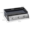 PIASTRA BARBECUE A GAS ANTIADERENTE DA TAVOLO CON 3 BRUCIATORI DA 3KW, 60.5X48.5X21CM, NERO