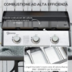 PIASTRA BARBECUE A GAS ANTIADERENTE DA TAVOLO CON 3 BRUCIATORI DA 3KW, 60.5X48.5X21CM, NERO