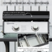 PIASTRA BARBECUE A GAS DA TAVOLO CON 2 BRUCIATORI E POTENZA 6KW, 48.5X46X21CM, NERO