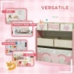 SCAFFALE PORTAGIOCHI PER BAMBINI CON 6 CONTENITORI RIMOVIBILI IN TESSUTO, 63X30X66CM, ROSA