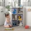 SCAFFALE PORTAGIOCHI PER BAMBINI 3+ ANNI A 6 CUBI, IN MDF E MELAMINA, 61.8X29.9X91.5 CM, GRIGIO E BIANCO