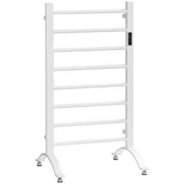 SCALDASALVIETTE ELETTRICO A 8 BARRE CON TIMER E CONTROLLO TEMPERATURA, 50X45X80 CM, BIANCO