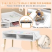 SET TAVOLINO PER BAMBINI CON SGABELLO, BANCHETTO CON PIANO REVERSIBILE E ROTOLO DI CARTA, BIANCO