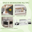 SET TAVOLINO PER BAMBINI E 2 SEDIE, PIANO DEL TAVOLO 2 IN 1 CON LAVAGNA E CONTENITORI, GRIGIO